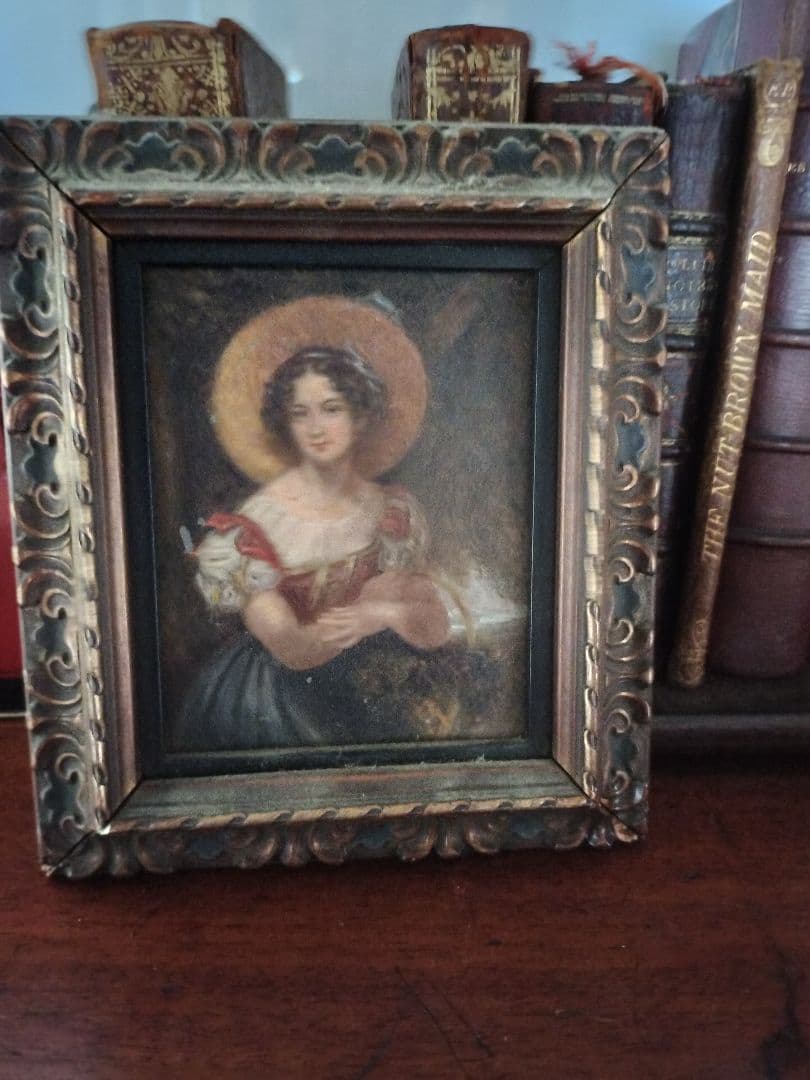 イギリスアンティーク古い油絵 アンティーク油絵 イギリス 教会 板絵の通販 アンティークショップ