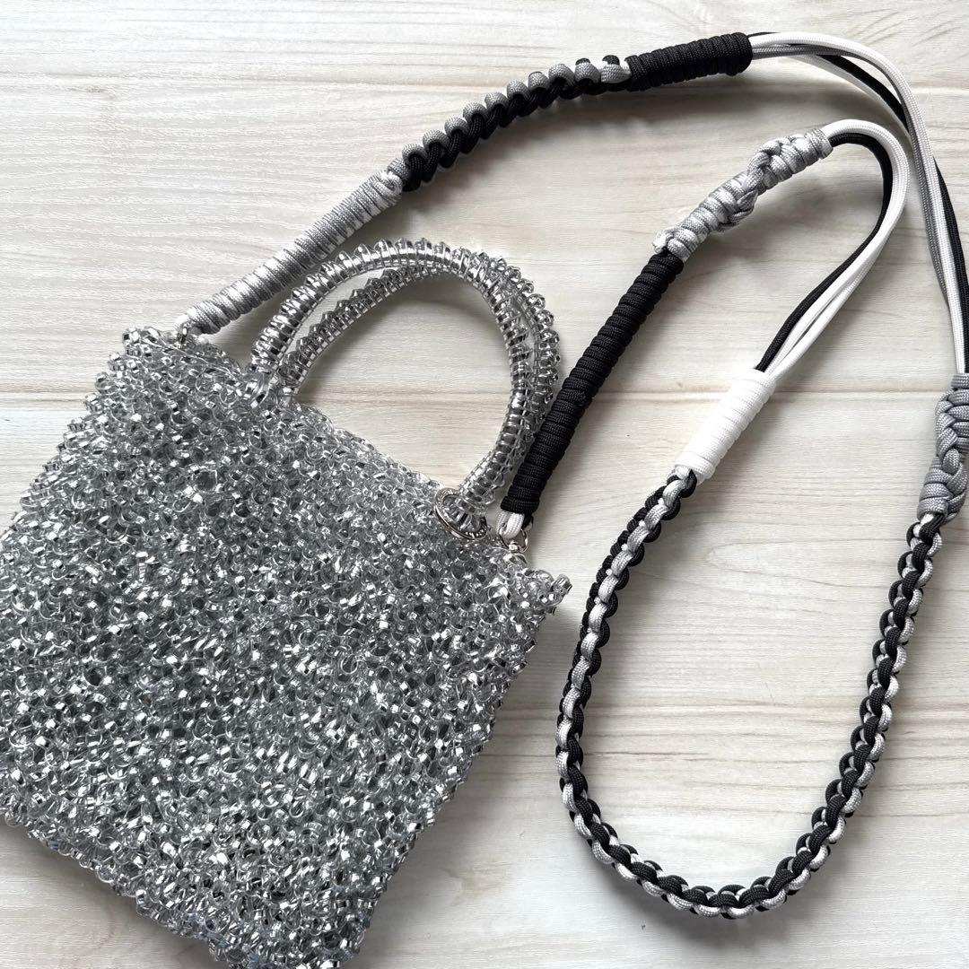 キラキラショルダーバッグ☆シルバー☆取り外し可能なチェーン付き
