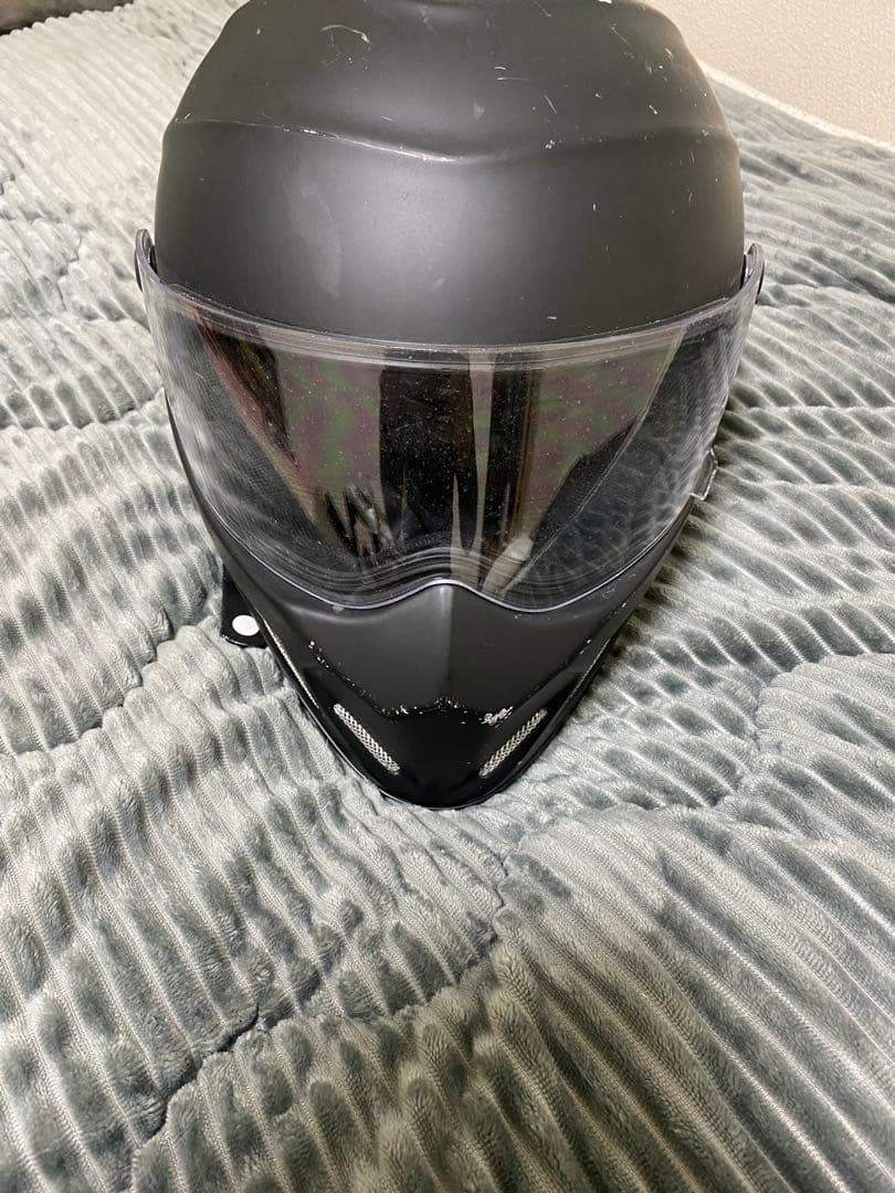 マットブラック ヘルメット ステッカー付き RIDEZ Xヘルメット バイク用フルフェイスシールド付き マッドブラック