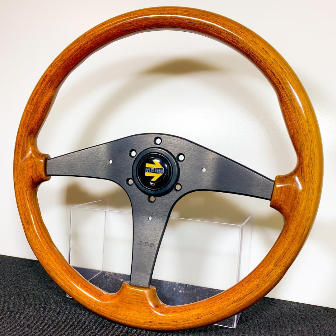 良品 モモ ウッドステアリング 36.5φ 94年製 ホーンボタン＆ネジ6本付き
