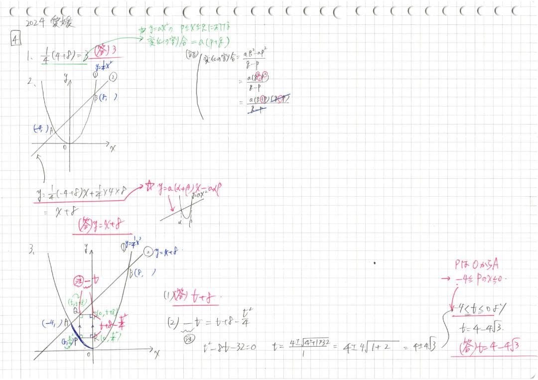 塾講師オリジナル数学解説 全問動画付 愛媛 公立高校入試 2022-24 過去