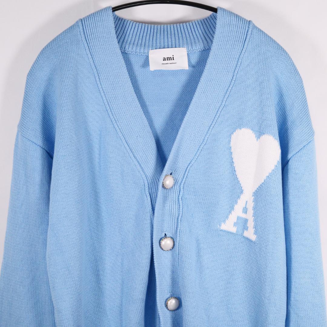 アミパリス ami paris 水色 ニットカーディガン - メルカリ