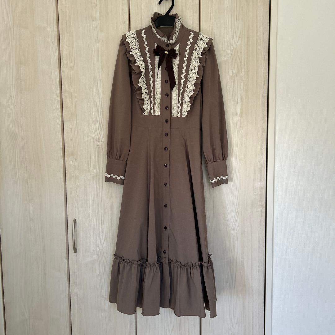 イノセントワールド バラレースフリルワンピース モカ Mサイズ