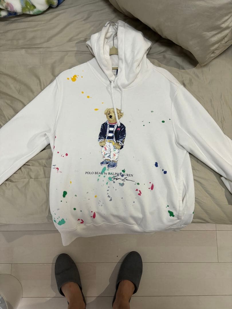 美品】ポロベア ポロラルフローレン ペインティングパーカー ホワイト