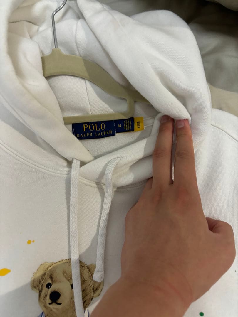 美品】ポロベア ポロラルフローレン ペインティングパーカー ホワイト