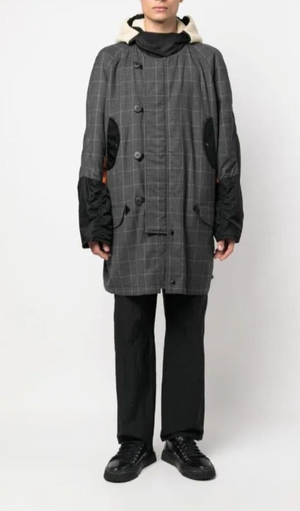 ジュンヤワタナベマン ウールチェックミリタリーコート2022AW - メルカリ