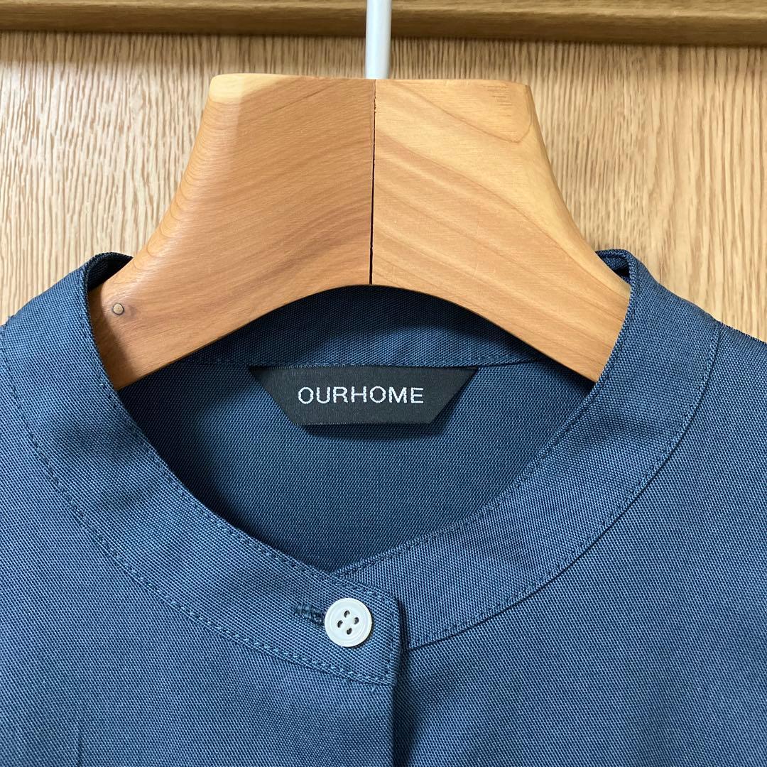 OURHOME 胸元切り替えロングシャツ ダークブルー - メルカリ