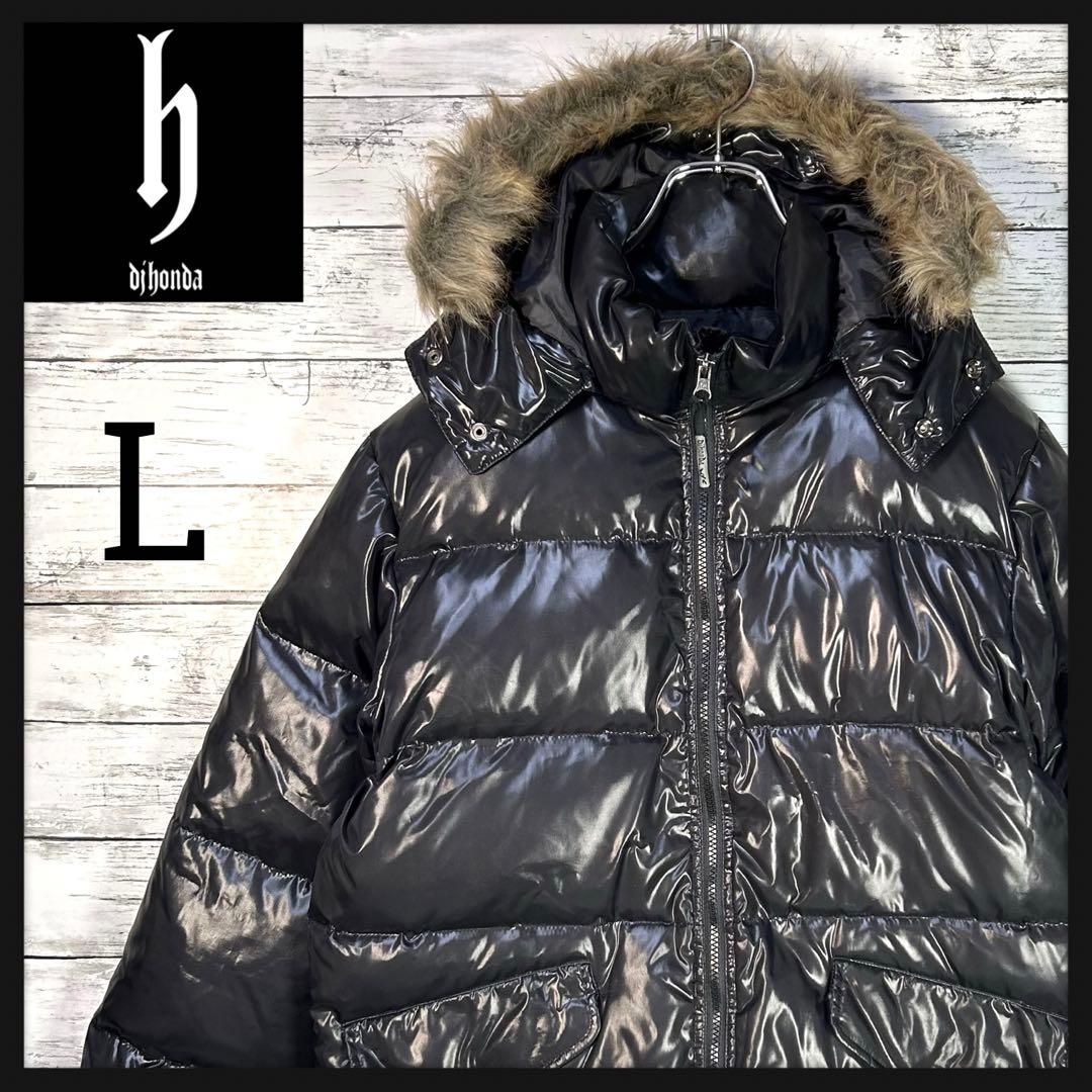 y2k DJ honda ファーダウンジャケット 黒 光沢 お兄系 00s - メルカリ