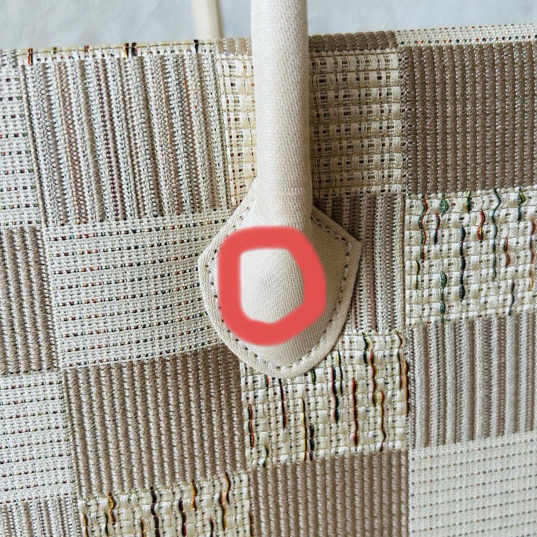 セール✨利休バッグ 和装バッグ アイボリー チェック柄 底鋲 総柄 春夏