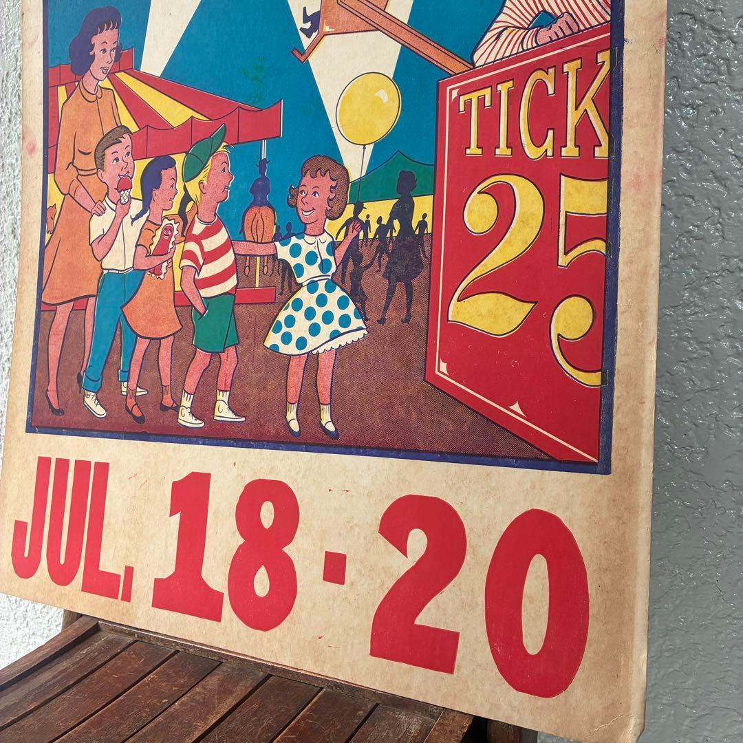 希少BIG！50s〜アメリカアンティーク SHOW実物サーカス広告ポスター