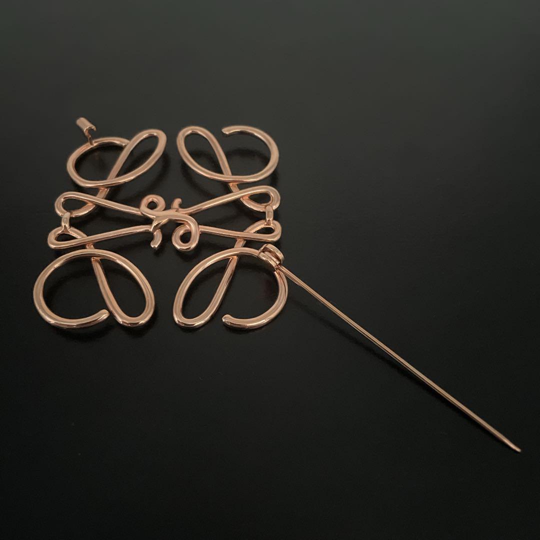 良品 オールド ロエベ アナグラムモチーフ ブローチ メタル ピンク