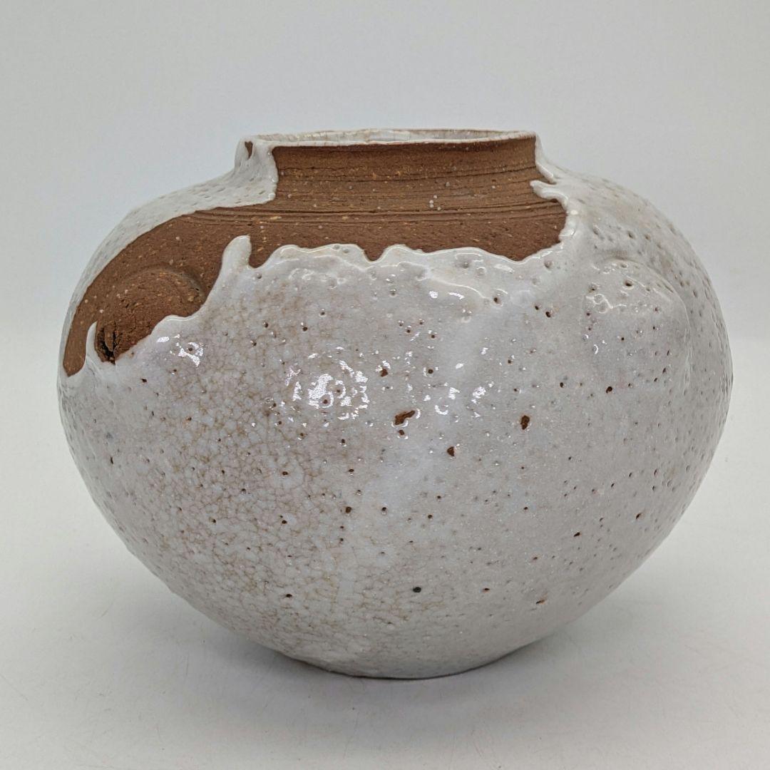 日展評議員 山本正年 志野花生 共箱栞 志野焼 美濃焼 花瓶 花器 花入