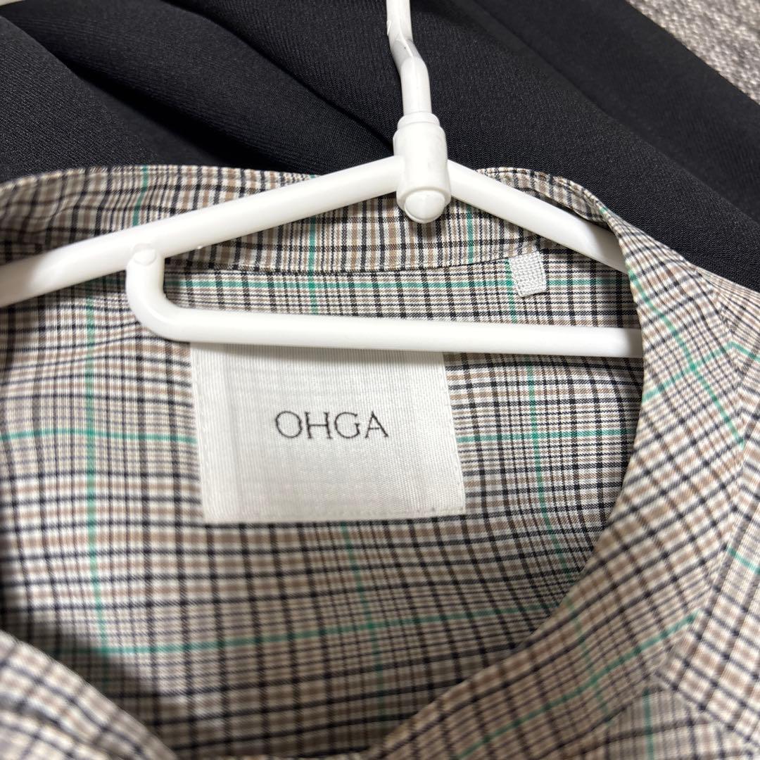 OHGA グレー系チェック リボン付き長袖シャツ - メルカリ