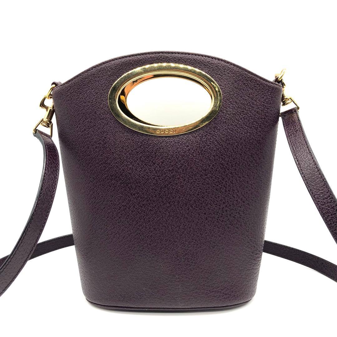 極希少】GUCCI ショルダーバッグ メタルハンドル バケツ型 レザー