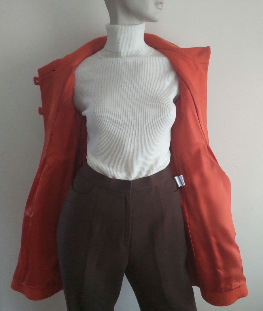 オレンジ ウールコート スタンドカラー38号 パシオーネ 美品 - メルカリ