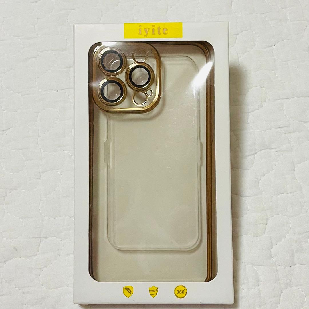 iphone15proMAX ケース 透明 クリア ゴールド 金 スマホケース - メルカリ