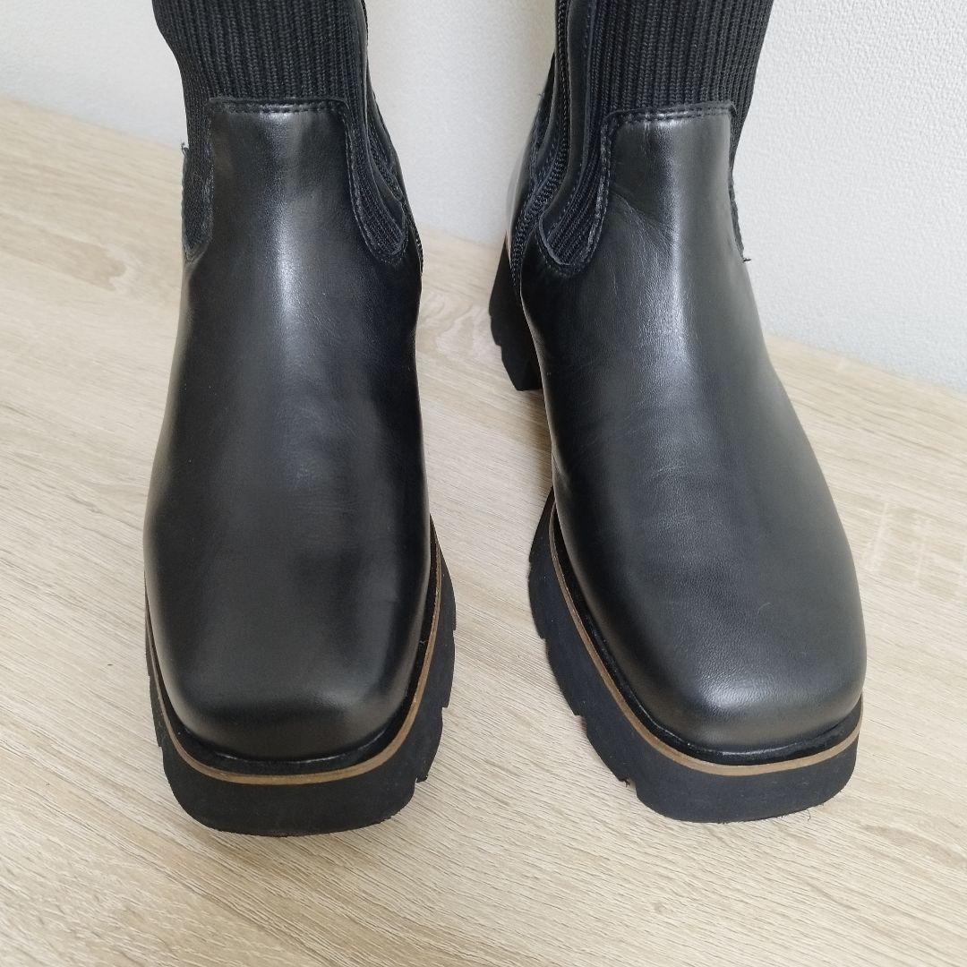 あしながおじさん伸縮性があって履きやすい厚底ソックスロングブーツ