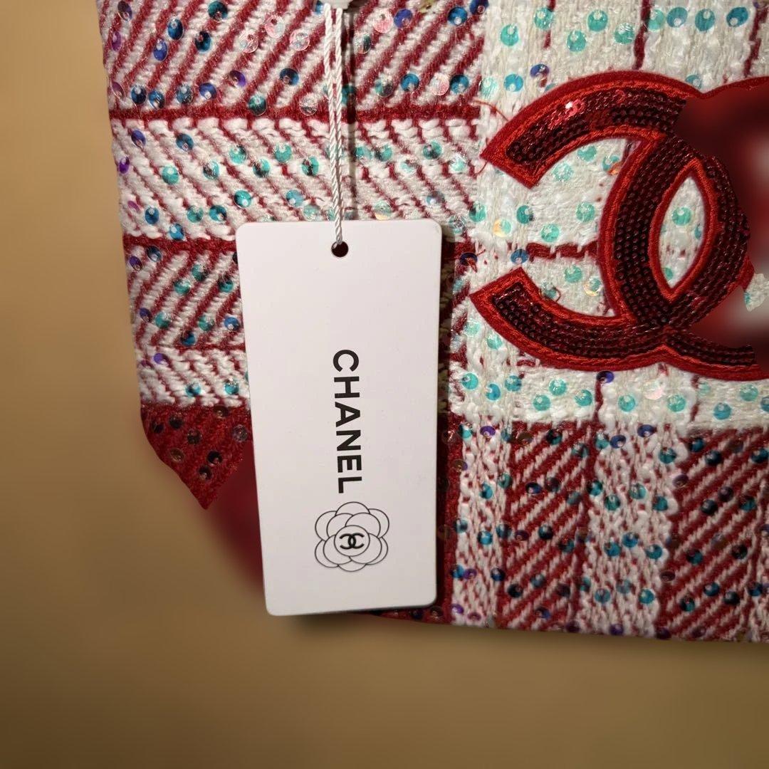 CHANEL】ツイードスパンコール トートバッグ レッド ノベルティ新品未