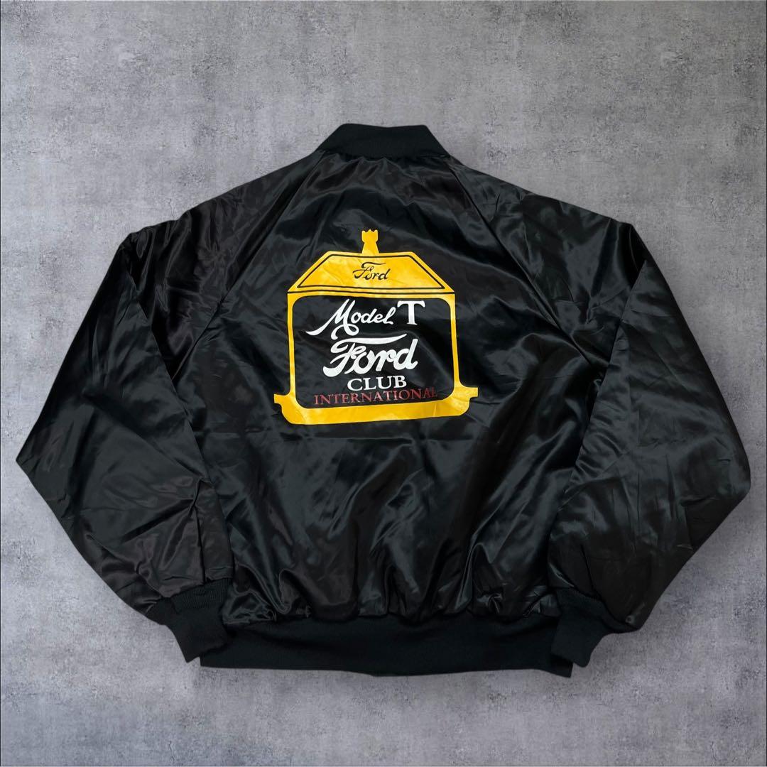 90s USA製 Ford スタジャン 刺繍デザイン ブラック ヴィンテージ