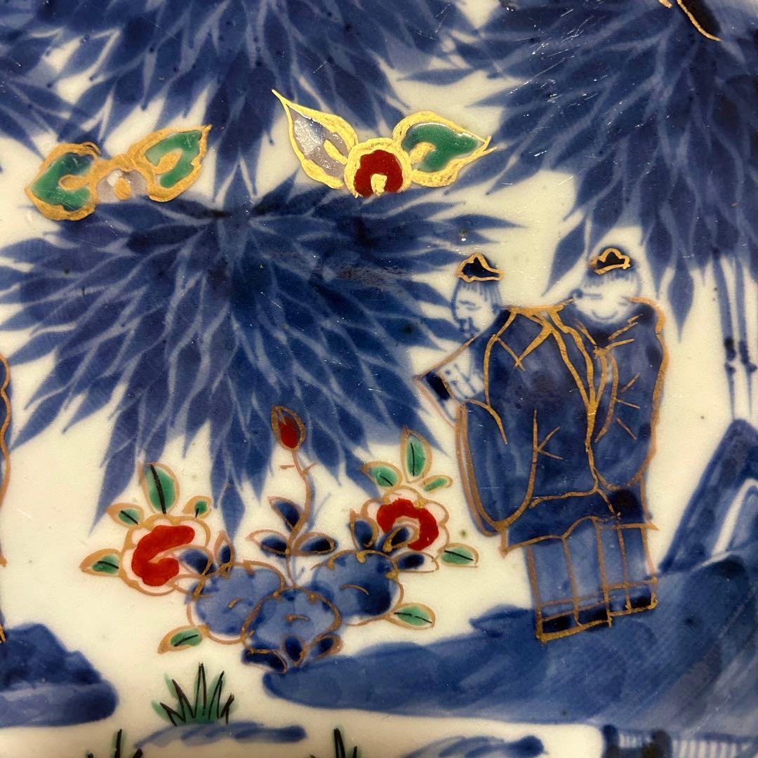 江戸期 古伊万里 染付金彩賢人図皿 無傷 本物保証 - メルカリ