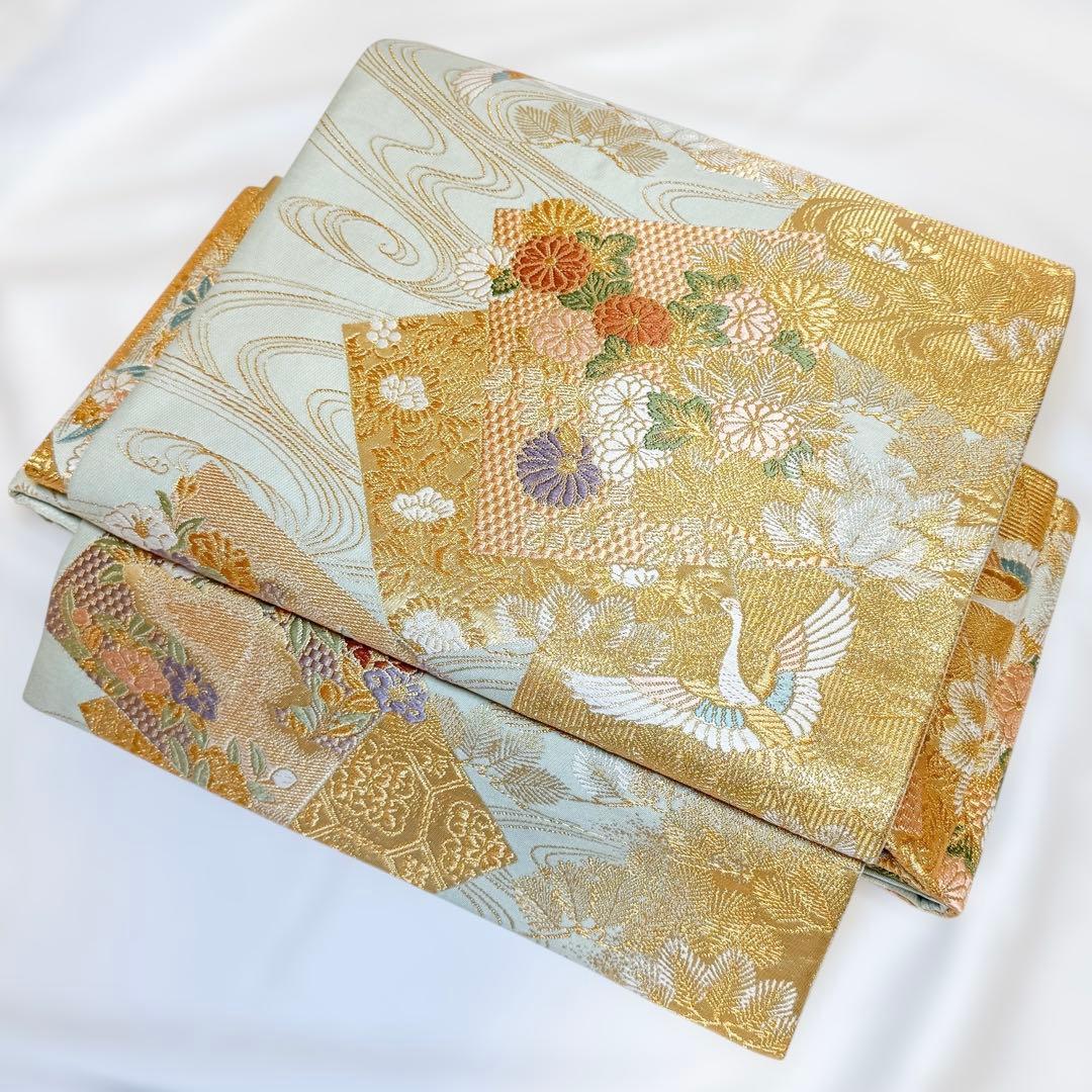 一体型 ワンタッチ帯 作り帯 マジックテープ 豪華 袋帯 二重太鼓