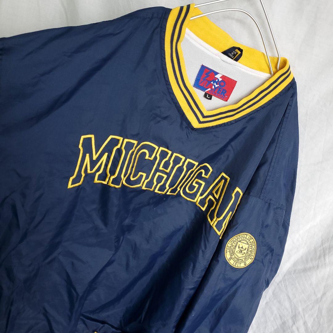 90s プルオーバーナイロンジャケット カレッジロゴ刺繍 ミシガン大学