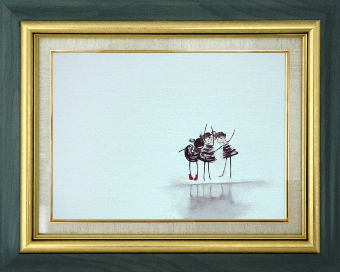 油絵 菅家令子 絵 絵画インテリア額付(青緑＋金色の枠) F4-081514子供 油絵 菅家令子 絵 絵画インテリア額付(青緑＋金色の枠) F4-071012女性