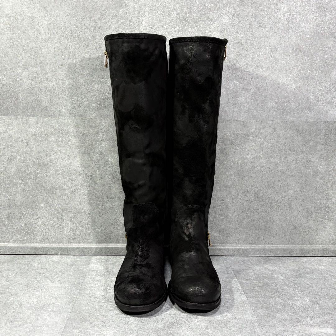 美品】ジミーチュウ ワックススエード サイドジッパー ロングブーツ
