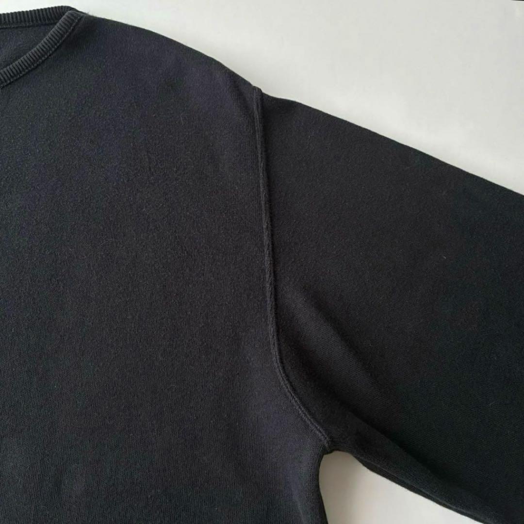 80s USA製 L.L.BEAN ブラック 黒 ハイゲージ コットン セーター