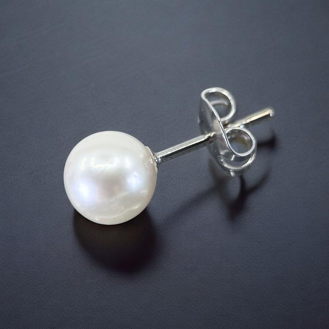 【極上】タサキ　アコヤ　K18 WG 本真珠　パール　ピアス　片耳　7.2mm