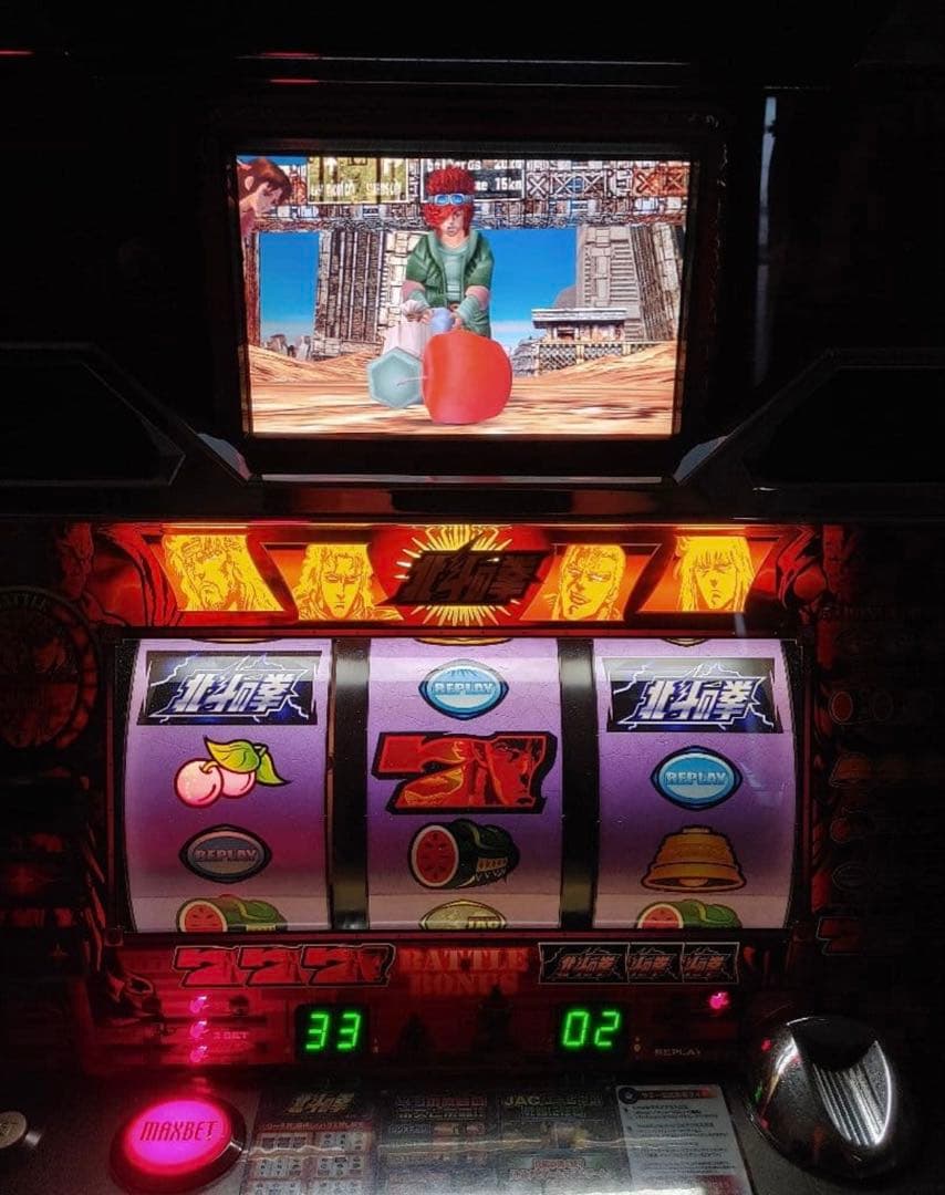 パチスロ 4号機 北斗の拳 拳王パネル 実機 初代 コイン不要機付属 動作