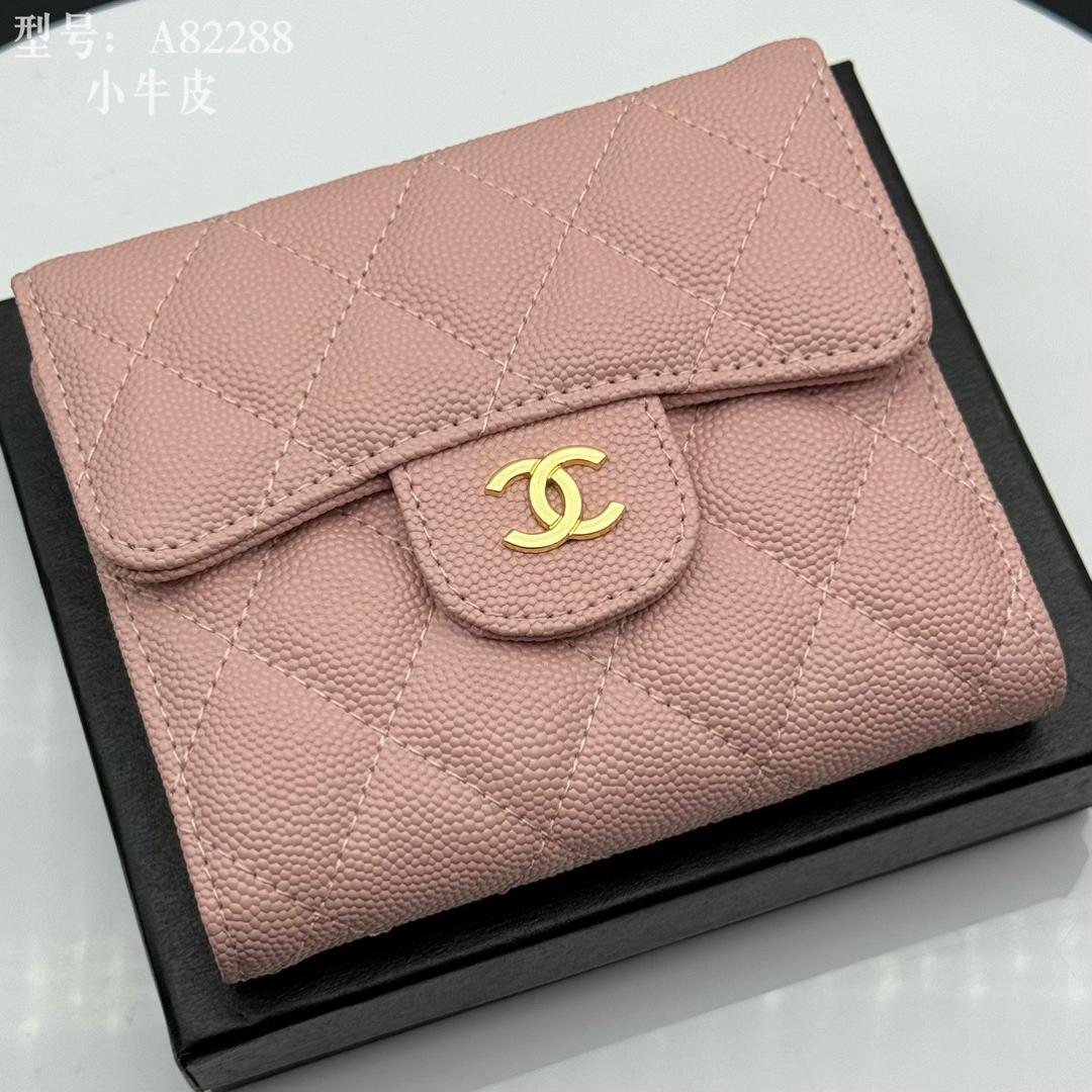 CHANEL 三つ折り財布 A82288 ピンク - メルカリ