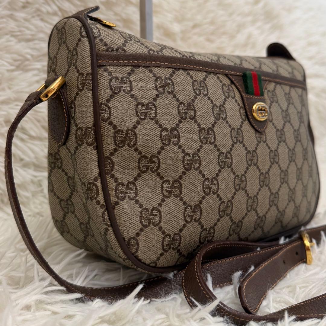美品 大容量 オールドグッチ GG 総柄 レザー ショルダーバッグ PVC