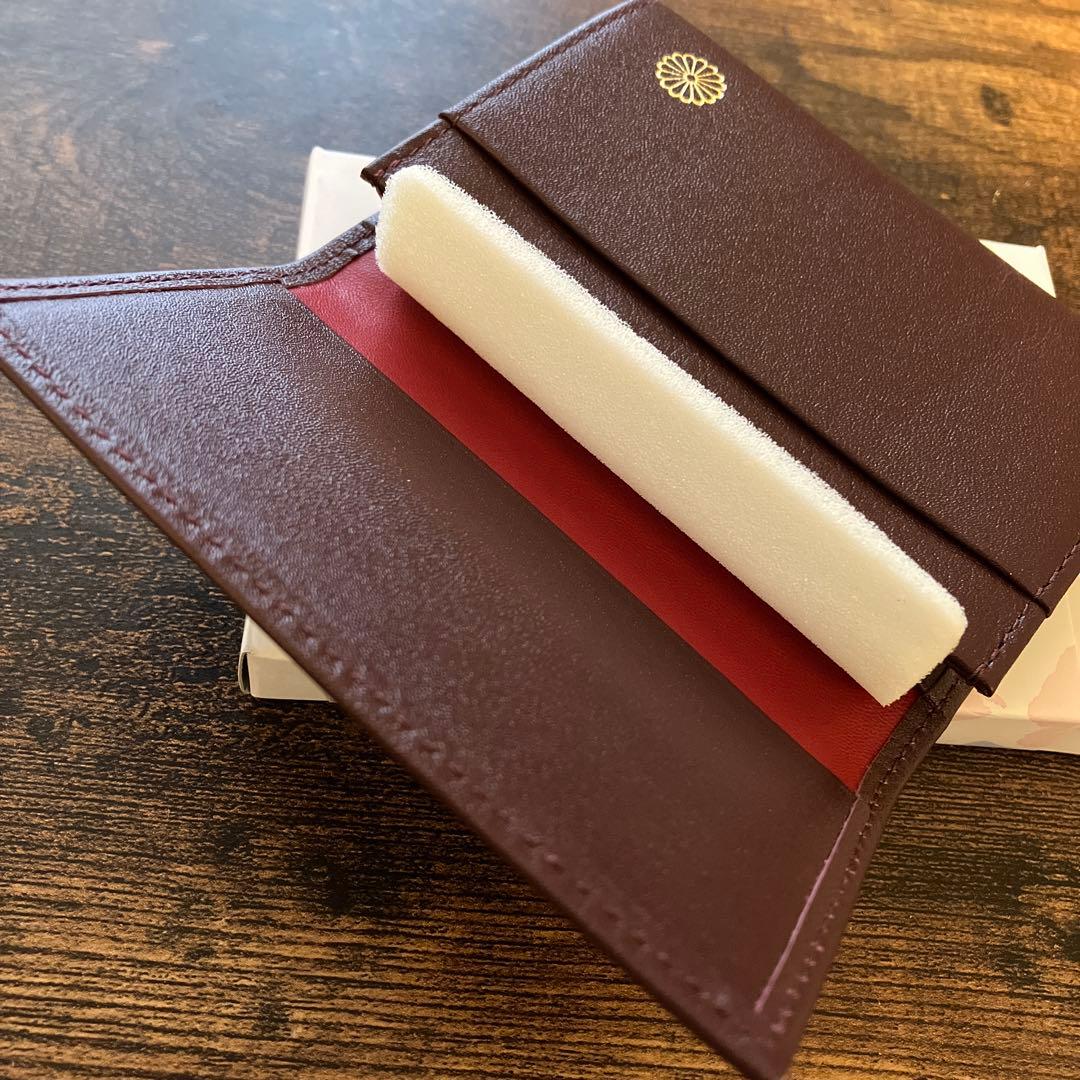 匿名/即発送】皇居 名刺入れ 赤色 ワインレッド 皇居財布 箱入り