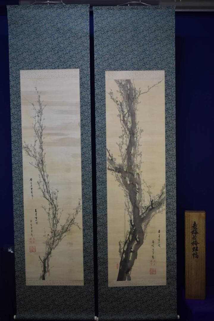 不詳/作者不詳/老梅若梅図/双幅/布袋屋掛軸HD-774 不詳/作者不詳/老梅若梅図/双幅/布袋屋掛軸HD-774 - メルカリ