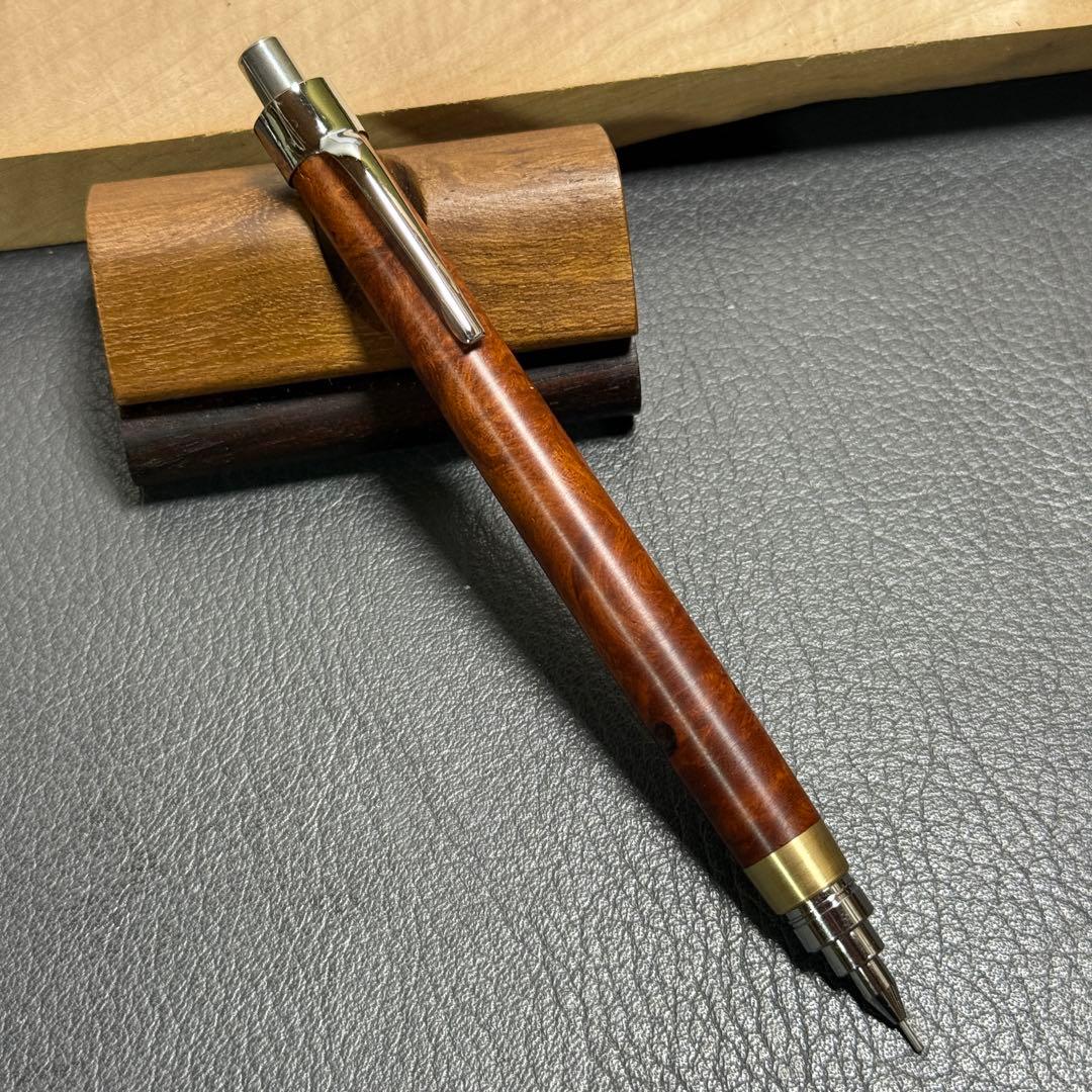 104花梨瘤 木製シャーペン 最強低重心 真鍮