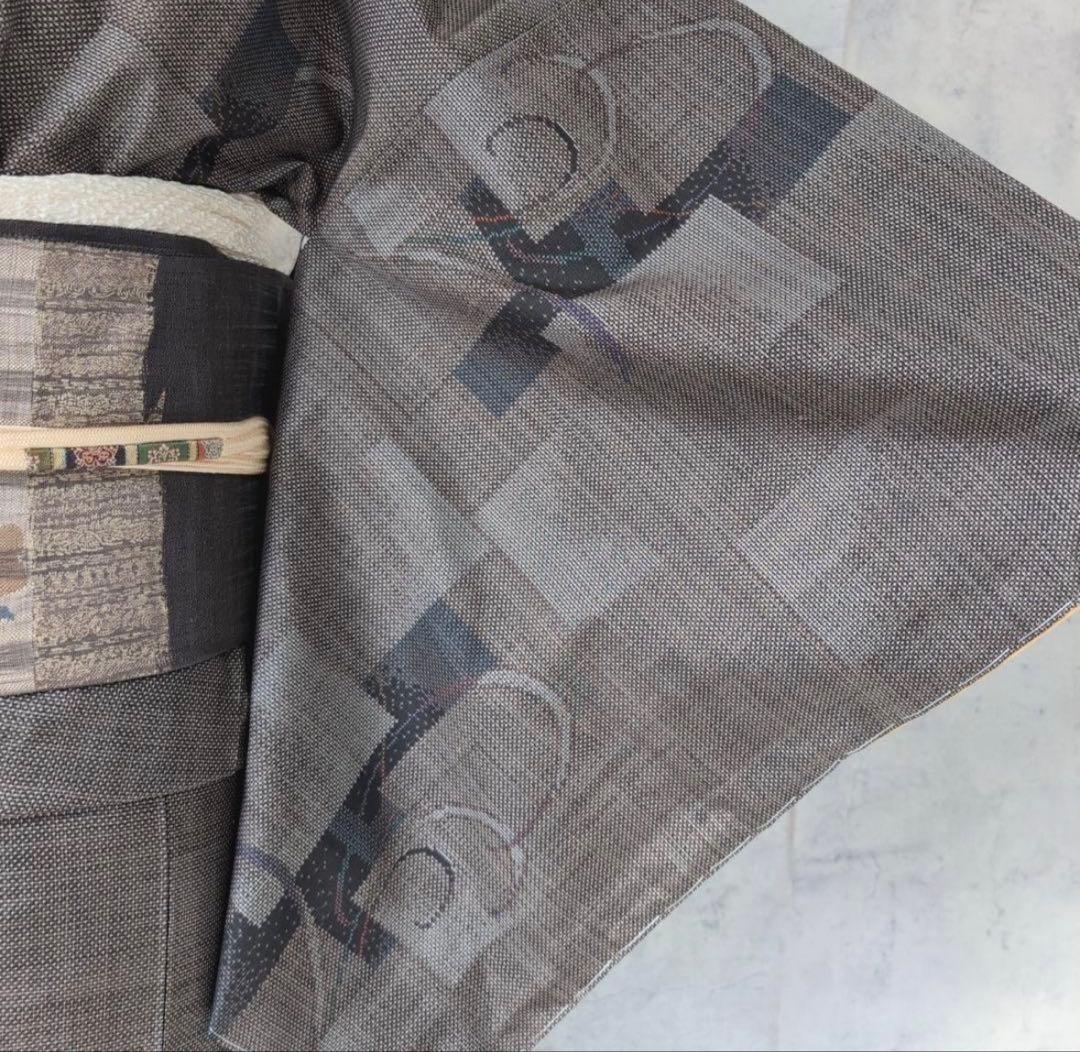 大島紬 フルセット 小紋 着物 正絹 泥染め泥藍染め 彩り しつけ糸