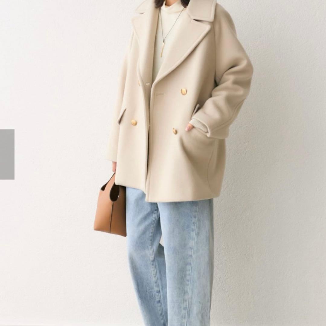 新品！【リヴドロワ】ベージュ ラグランPコート S 36 ウールコート