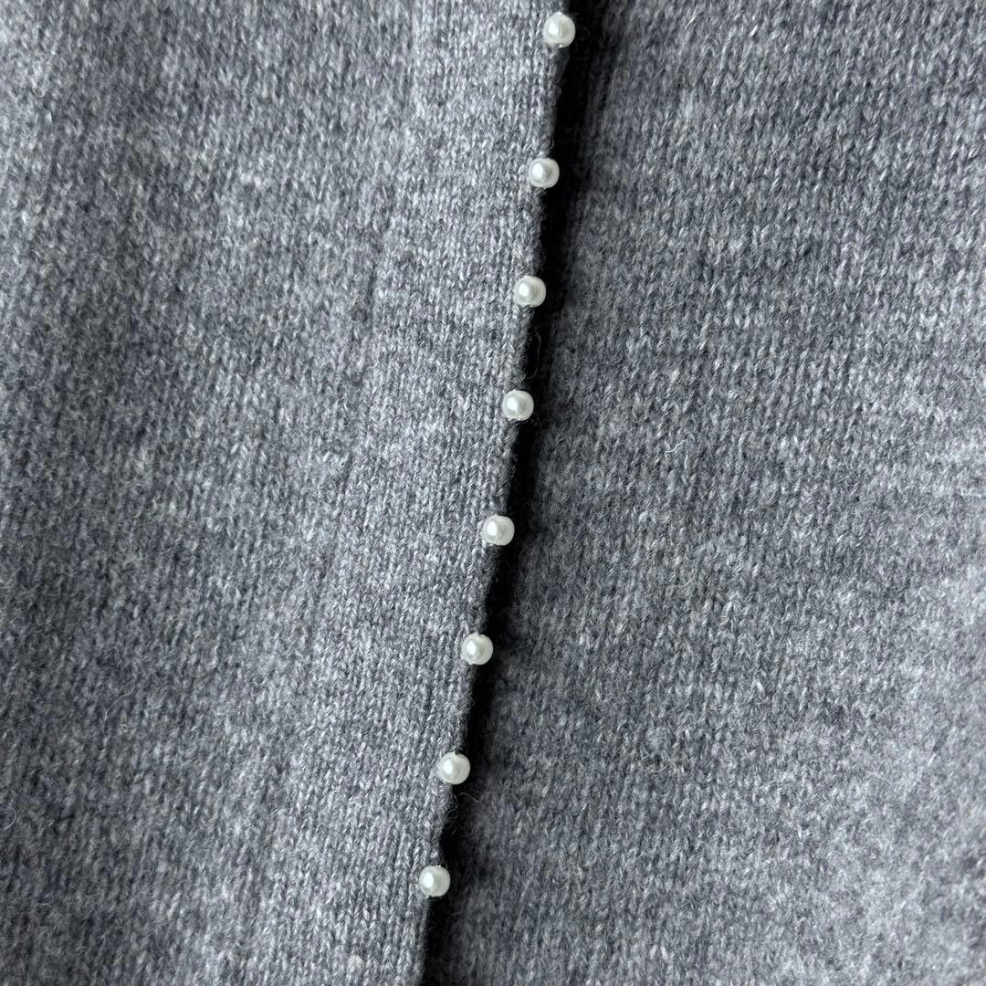 SLOBE IENAスローブイエナ パール付き柄編みカーディガン パール