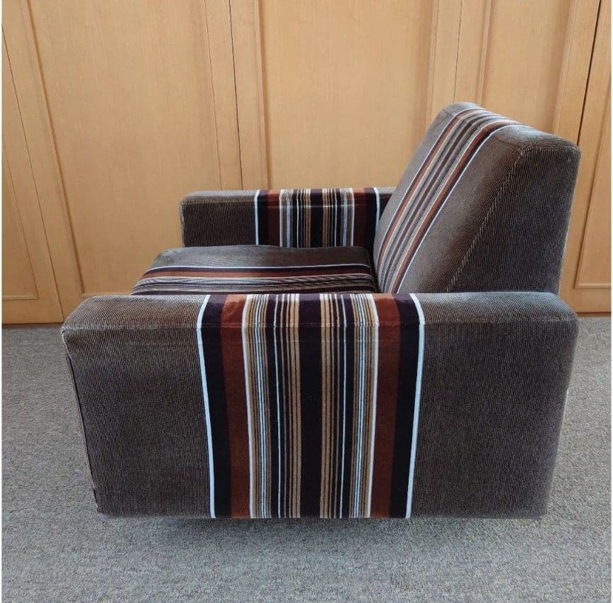 レトロ調 ストライプ柄 1人掛けソファ - メルカリ