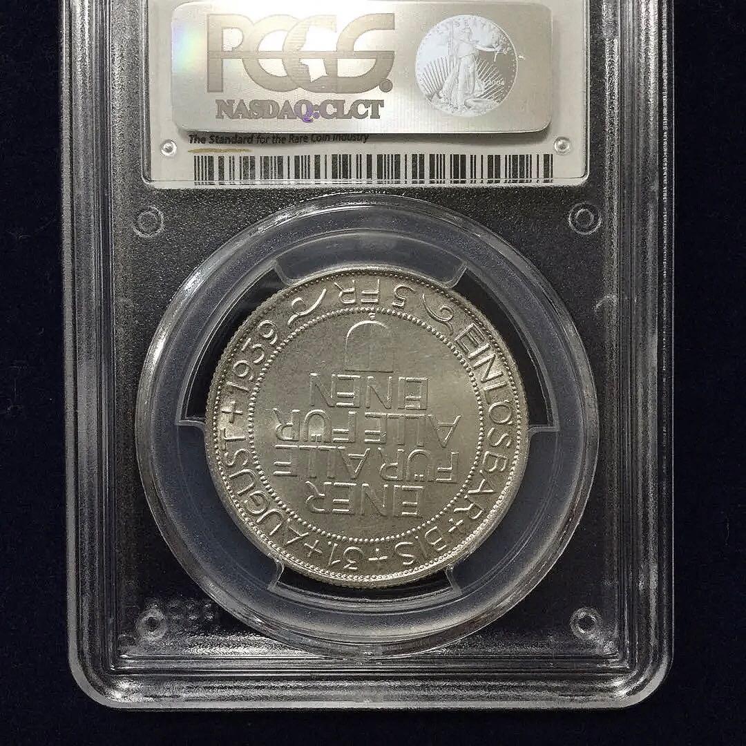 1939年スイス射撃祭 5フラン 銀貨PCGS MS64 - メルカリ