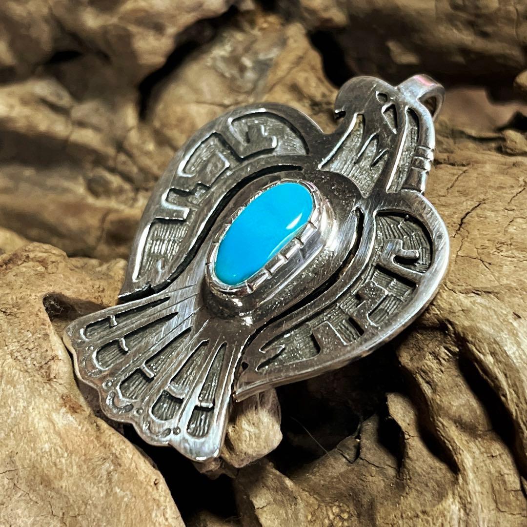 ナバホ サンダーバード ターコイズ ペンダントトップ インディアン