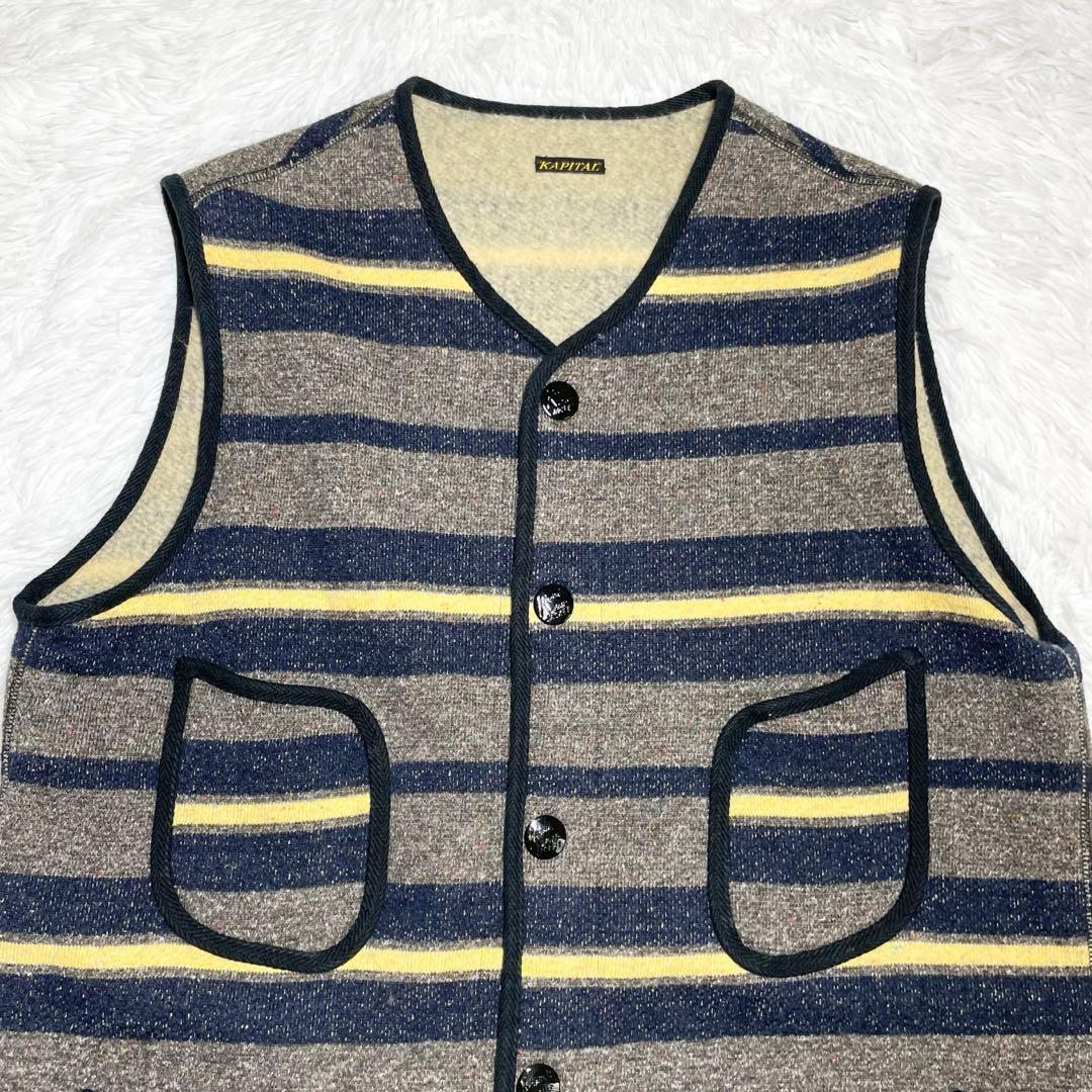 キャピタル ビーチベスト・ボーダー・ネップライニング・L・裏毛