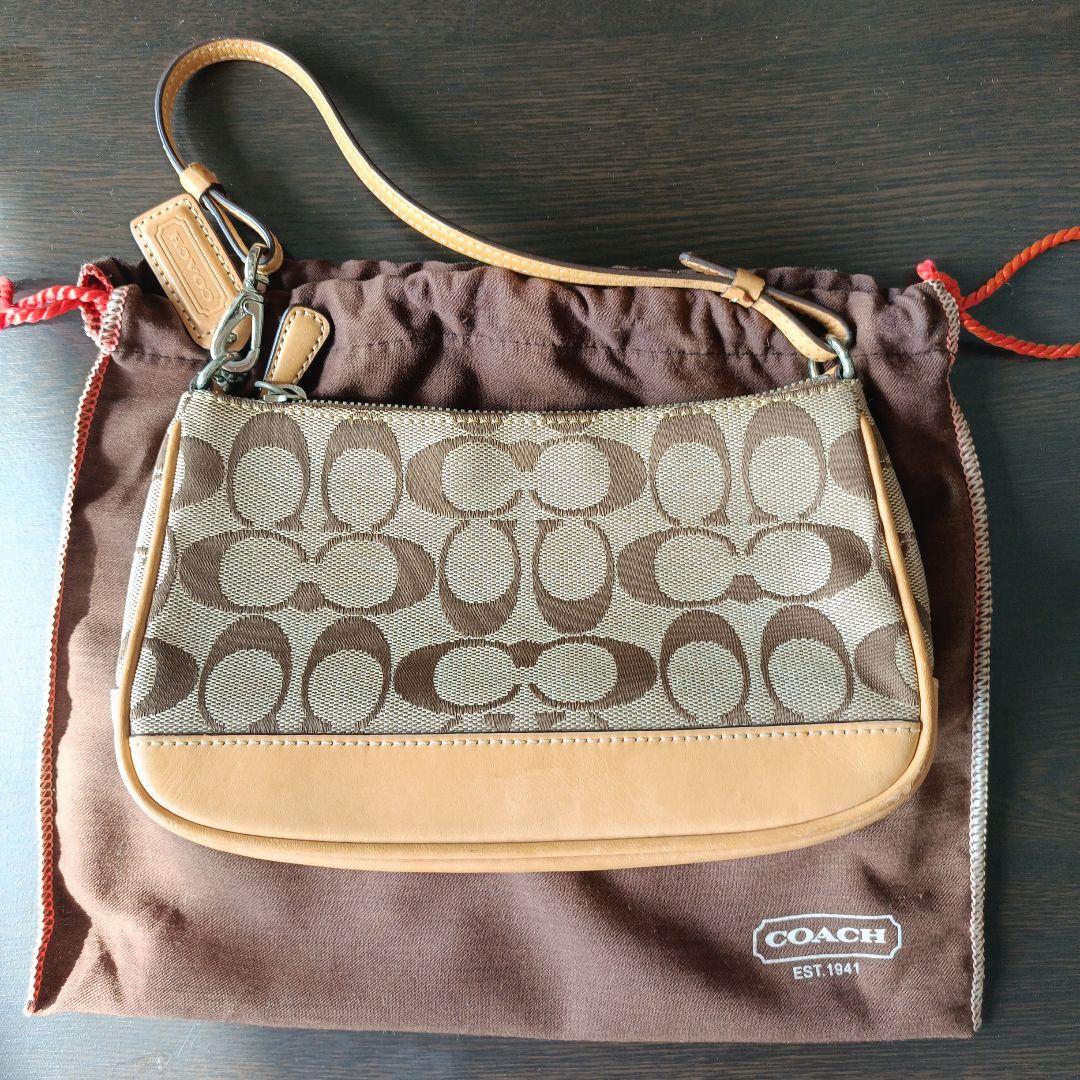 COACH ブラウン ハンドバッグ 保存袋付き - メルカリ