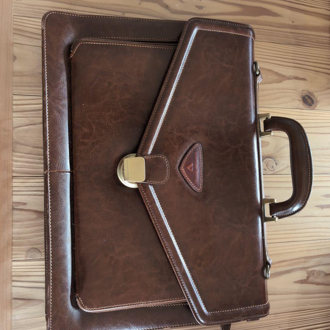 ブラウンレザー ビジネスバッグ - メルカリ