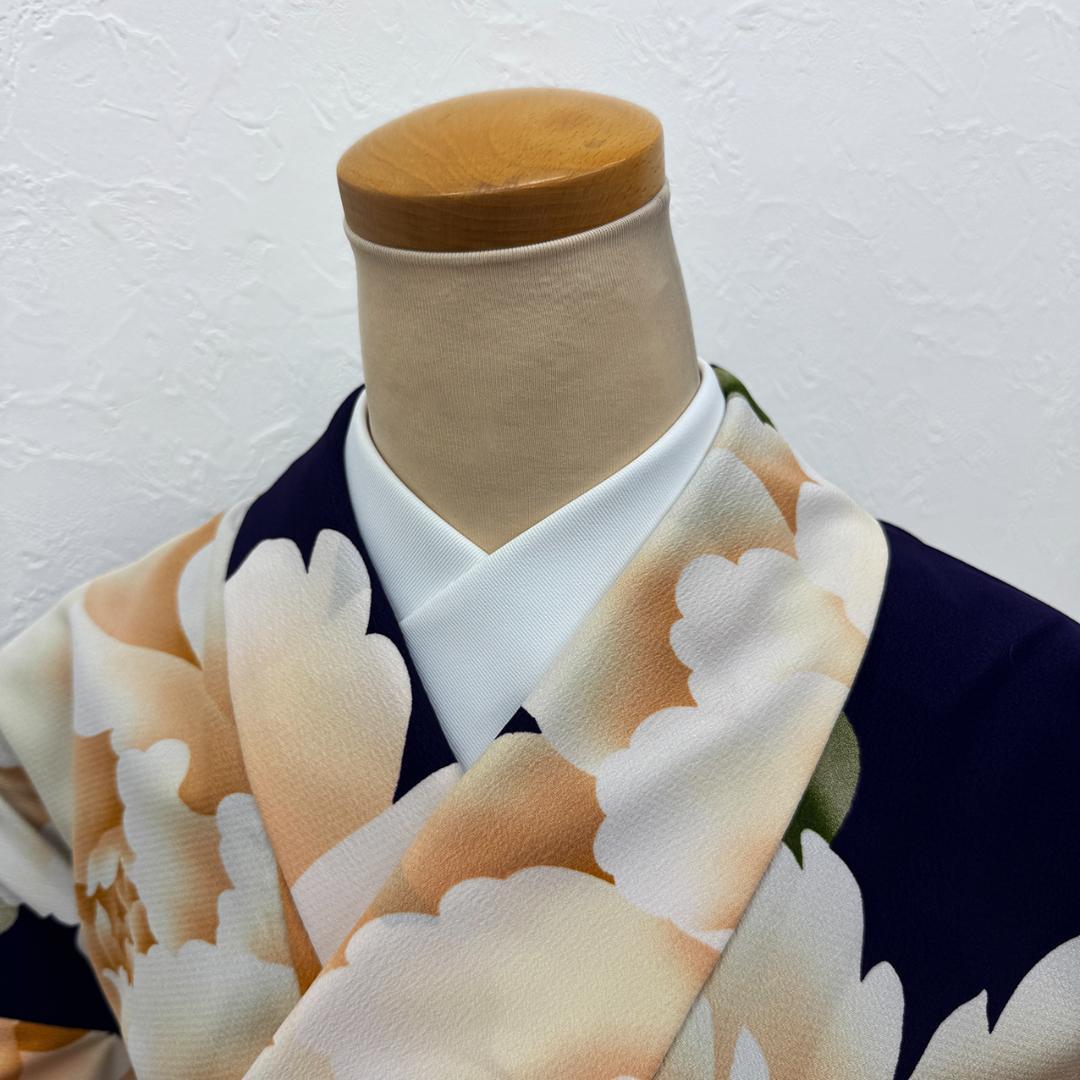 美品トールサイズ ■ ふりふ 小紋 化繊 身丈約167cm、裄約68cm