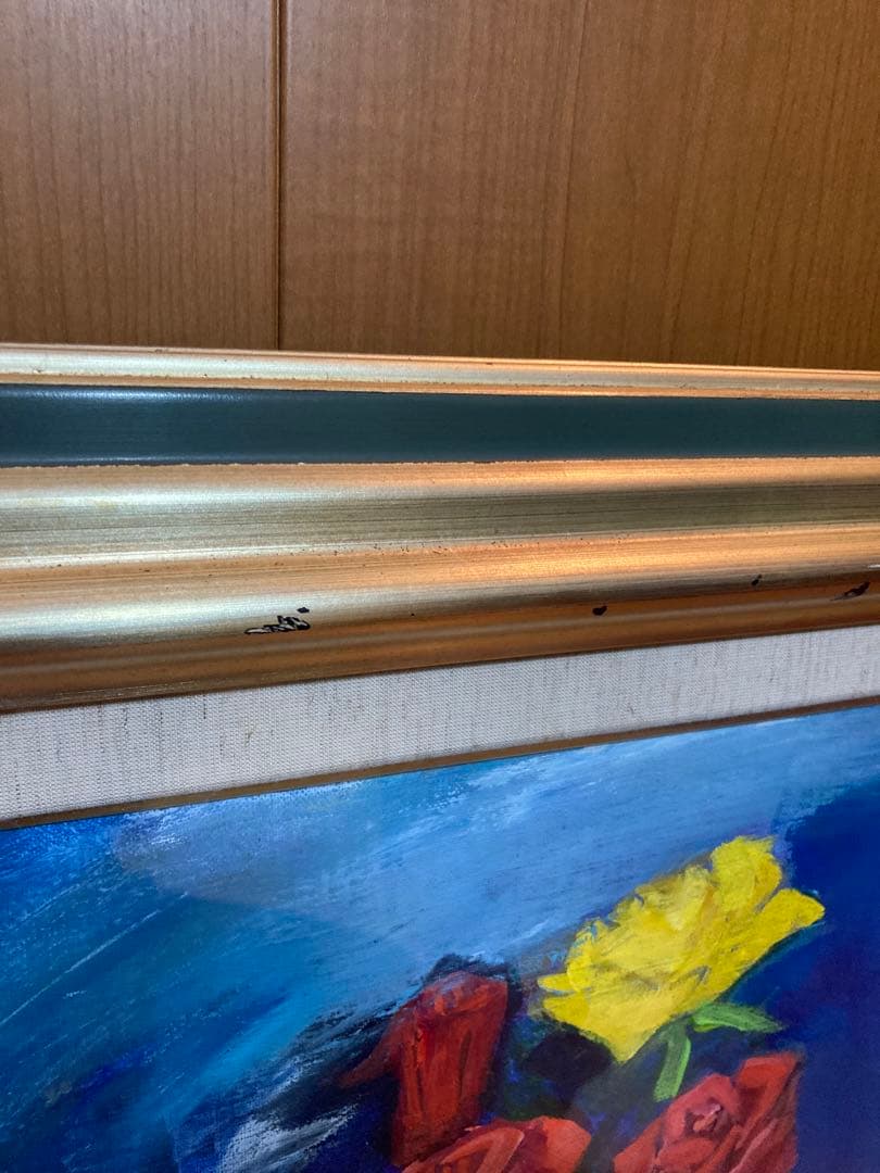 宇都山喜八郎　バラの肉質油彩画 やや傷や汚れあり