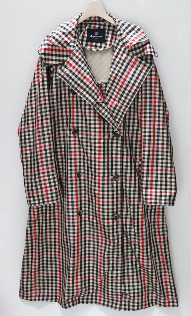 《アクアスキュータム》新品 クラブチェック ダブルレインコート M～L