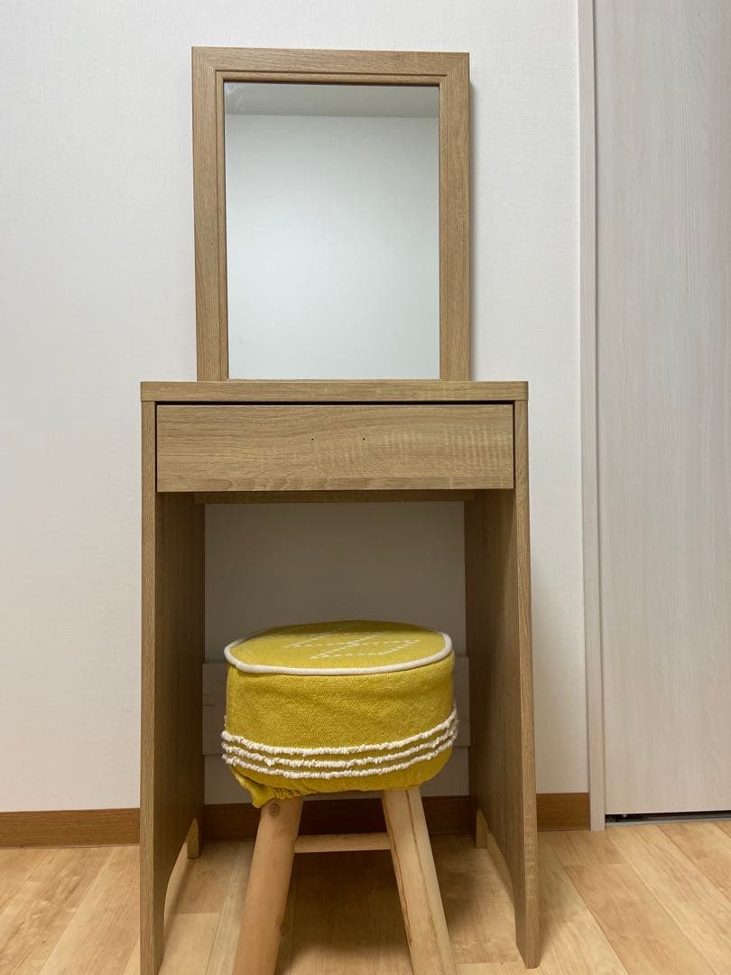 ナチュラルウッド ミラー付きドレッサー ミラー付きコンパクトウッドドレッサー | 高級感と機能性を兼ね備えた