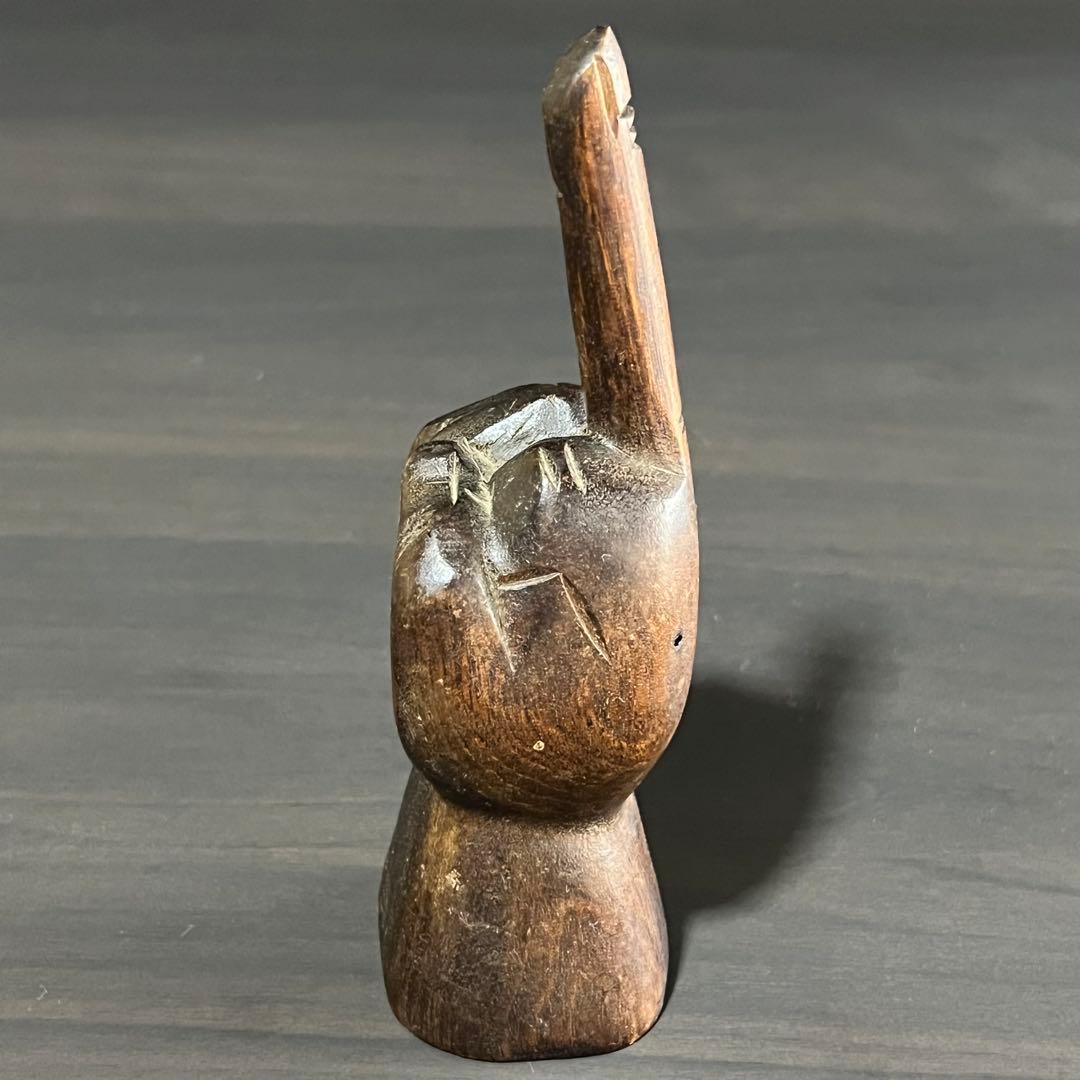 70s ビンテージ FUCK YOU ファックユー ハンド 手 置物 木製 反戦